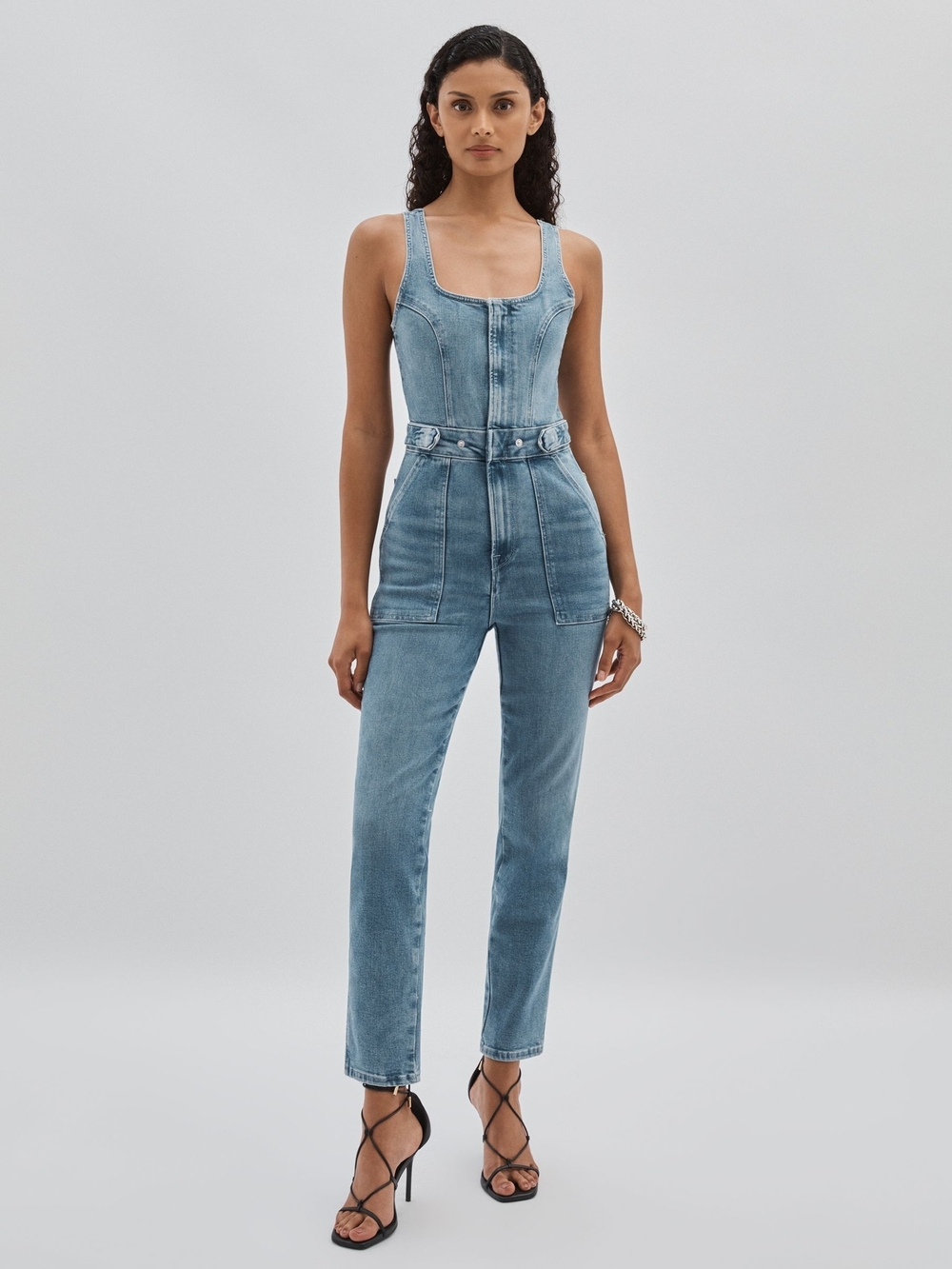 Good American Light Blue Denim Jumpsuit Overalls